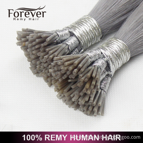 Forever high quality 100 real Indian remy human #Silver double drawn i tip brazilian hair extensions wholesale